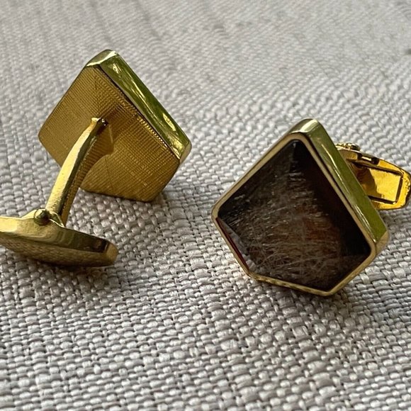Other - Men Cufflinks Brown Stone Accent Gold Tone Men Dress Shirt Cuff Stud Jewelry New